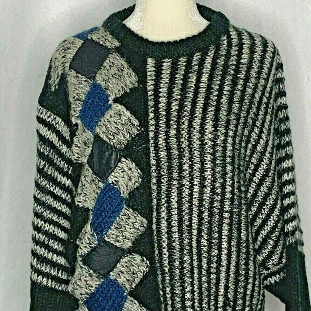 Vintage 80s Street Scenes Sweater L Black White